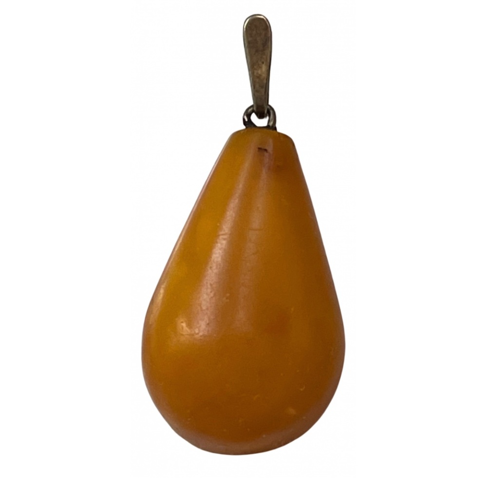 Vintage Butterscotch Baltic Amber Pendant 875 Silver USSR